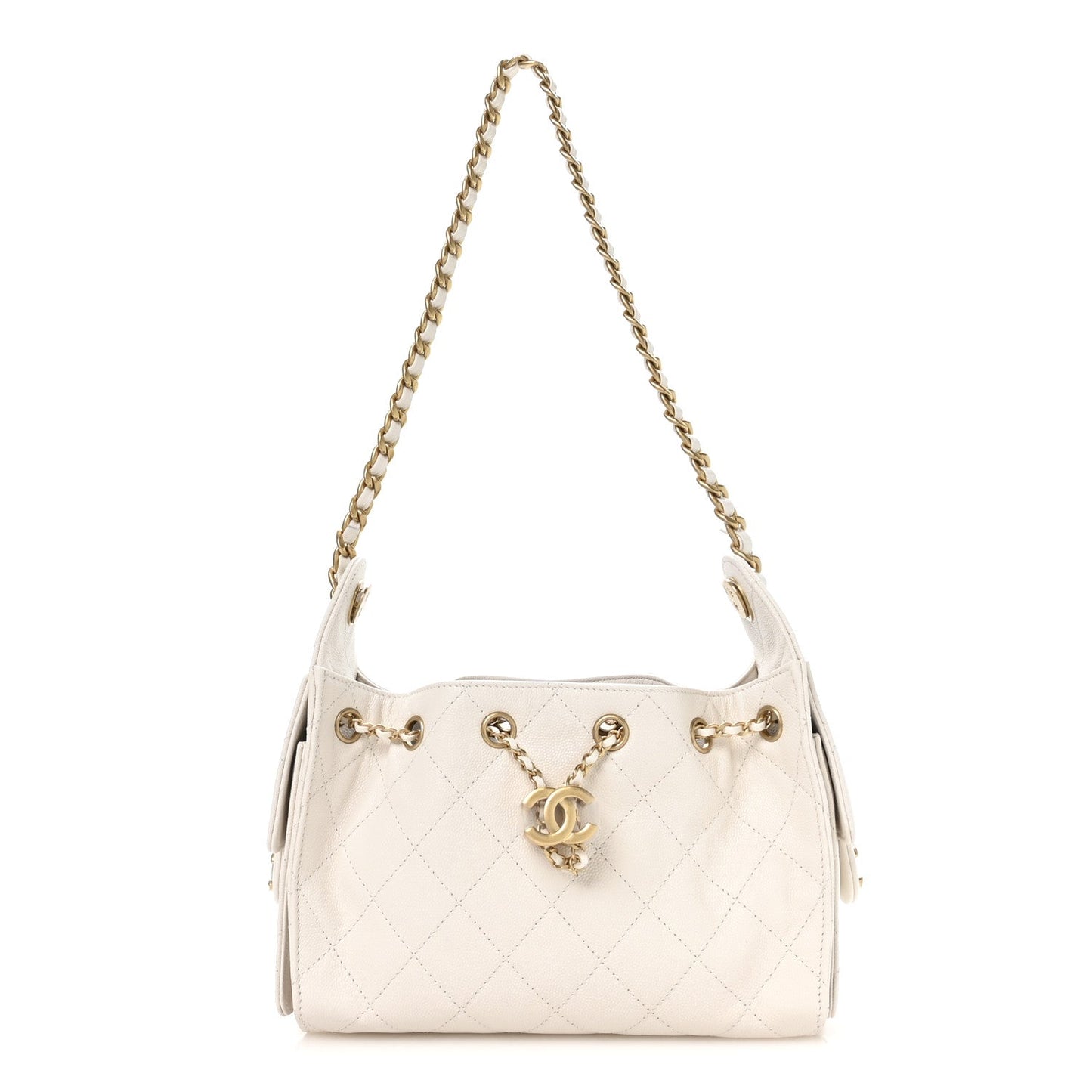 Caviar Quilted Mini Chanel 25 Handbag White