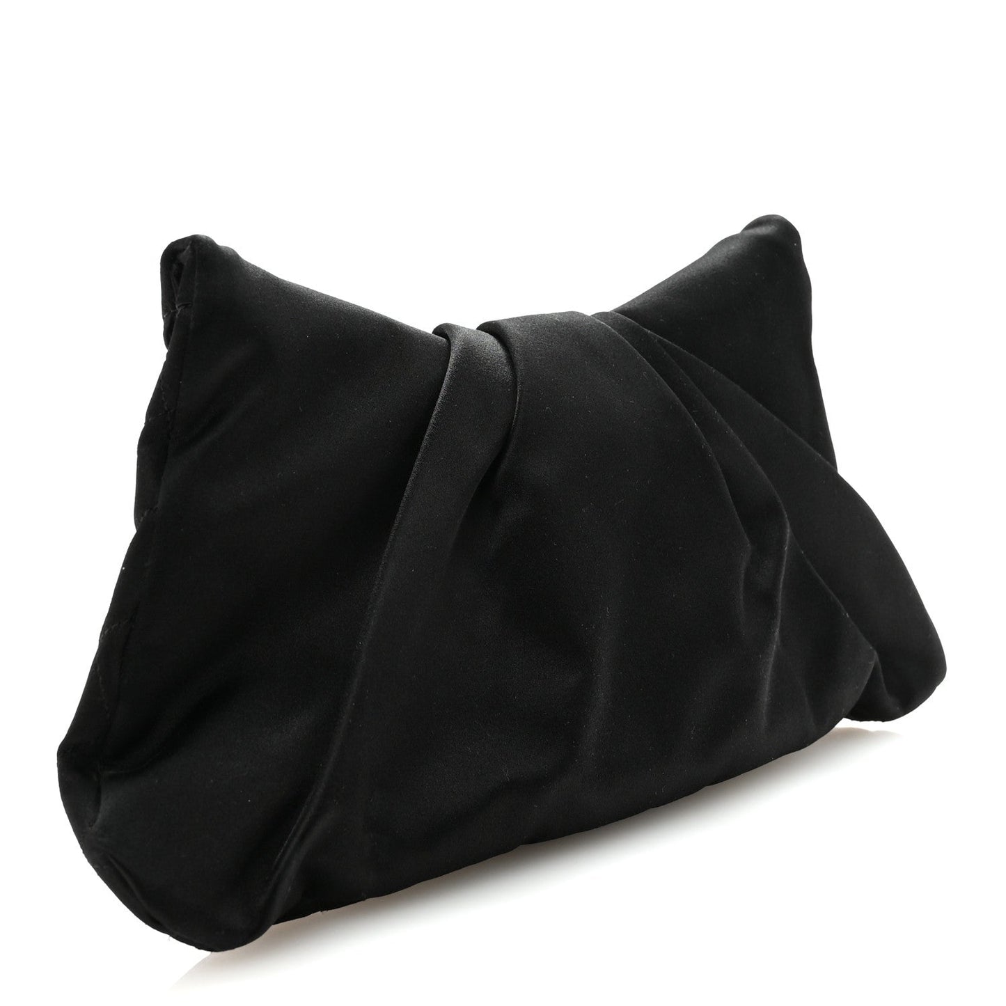 Satin Quilted Half Moon Clutch  Black