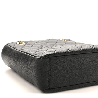 Caviar Quilted Petit Shopping Tote PST Black
