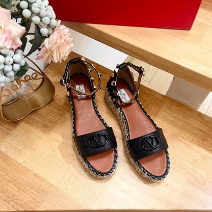 Valentino 25 Platform Sandal Black Leather 240600
