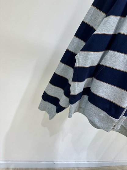 Miu 26s Striped Jersey Hoodie Blue Gray Cotton 349687