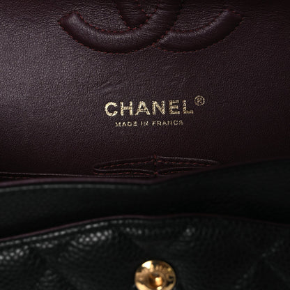 Caviar Quilted Medium Double Flap Black