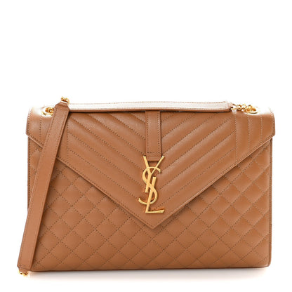 Grain De Poudre Textured Mixed Matelasse Triquilt Large Monogram Satchel Naturel