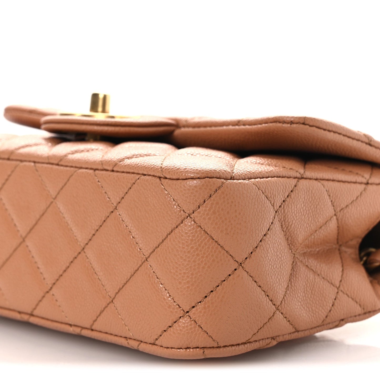 Caviar Quilted Mini Handy CC Flap Camel