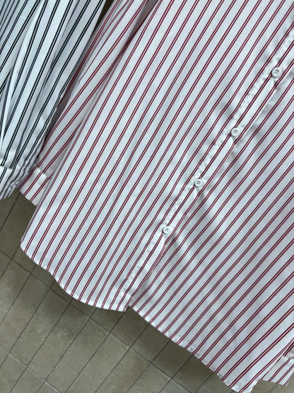 Chanel 2026 Logo Embroidered Striped Shirt Pink and Black Cotton 355062