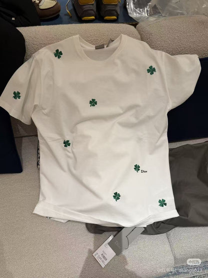 CD T-Shirt with Dior Clover Embroidery Cotton