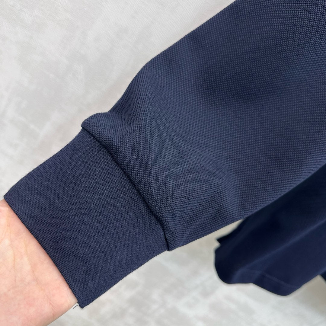 Miu SS26 Piqué Oversize Polo Shirt Navy Blue Cotton 350370