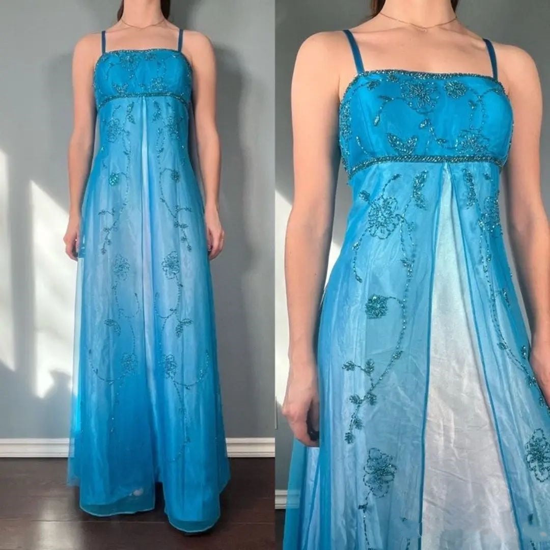 formaldressy-Fairy Dress, Blue And Delicately Beaded gh6119