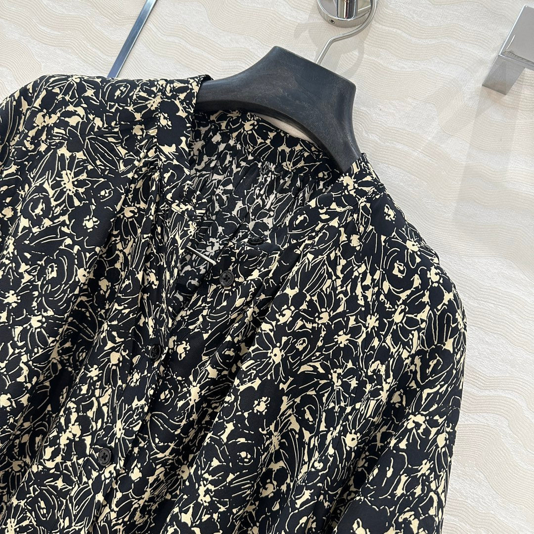 Celine Dress Black mix Beige Silk Viscose