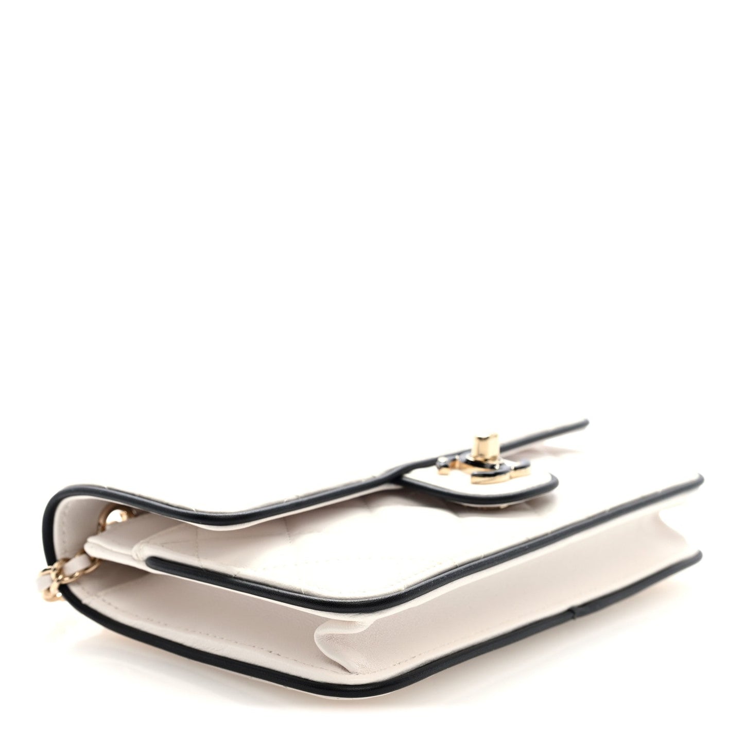 Lambskin Quilted Resin CC Mini Flap Bag White Black