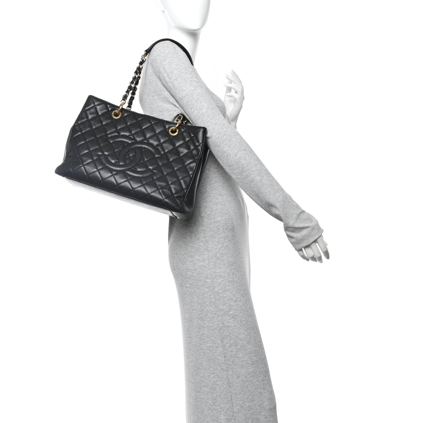 Caviar Quilted Grand Shopping Tote GST Black