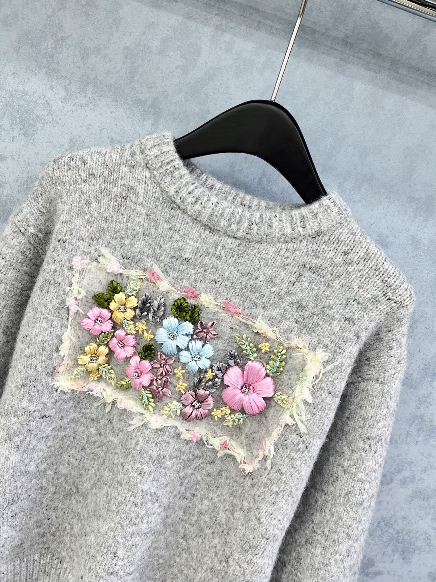 CC 2025 Flower Sweater Gray mix Colors Wool 325844