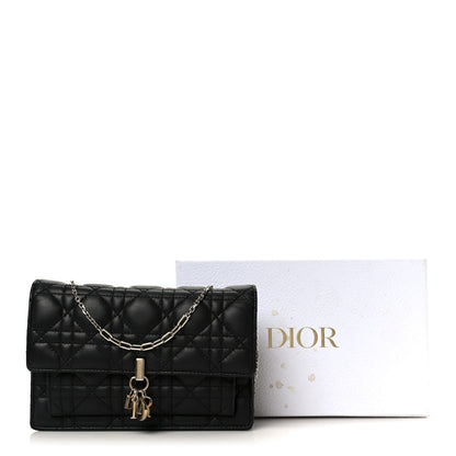 Lambskin Cannage Chain My Dior Daily Chain Pouch Black