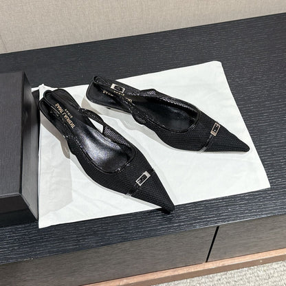 SL CHERISH BUCKLE SLINGBACK 45 BLACK MESH