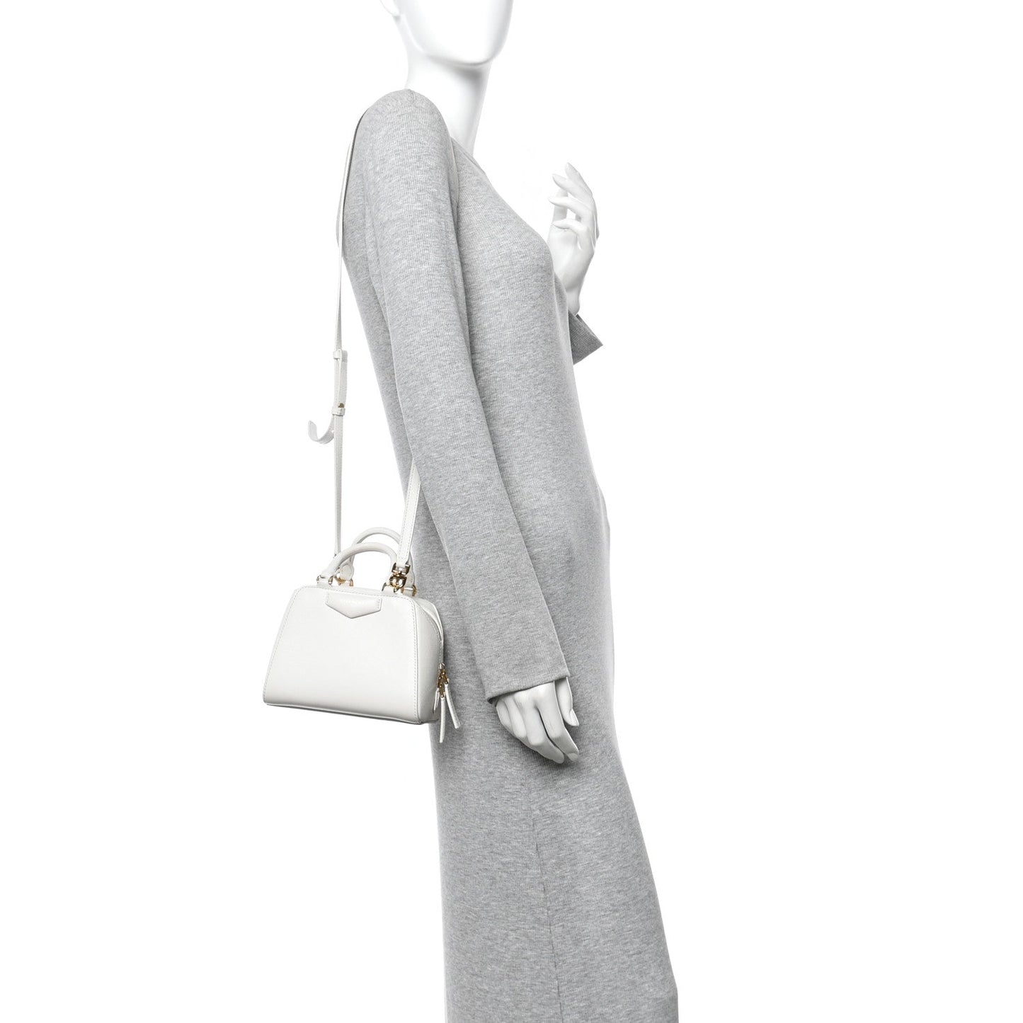 Tumbled Buffalo Micro Antigona Cube Bag White