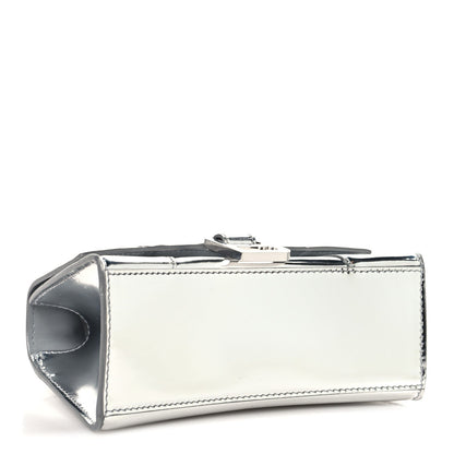 Metallic Calfskin Hourglass Top Handle Bag XS Silver