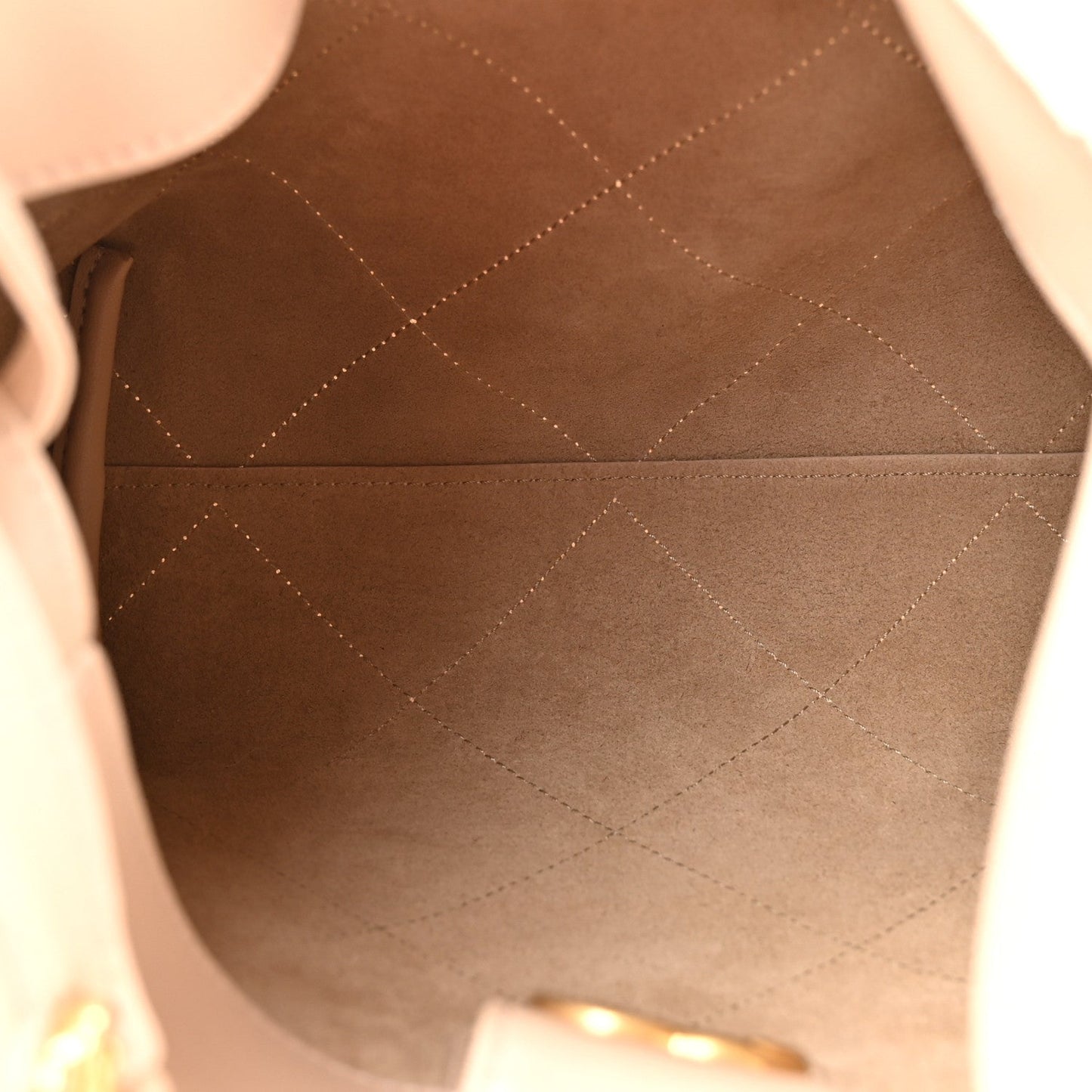 Shiny Lambskin Quilted Small Hobo Beige