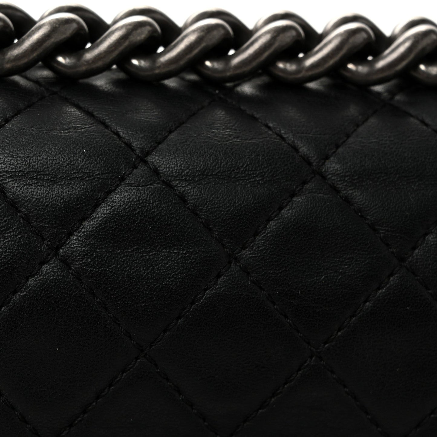 Calfskin Quilted Small Boy Flap Black