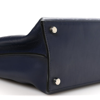 Calfskin Embossed Large Peekaboo Iconic Fit Satchel Blueberry