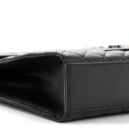 Grain De Poudre Textured Mixed Matelasse Large Triquilt Monogram Satchel Black