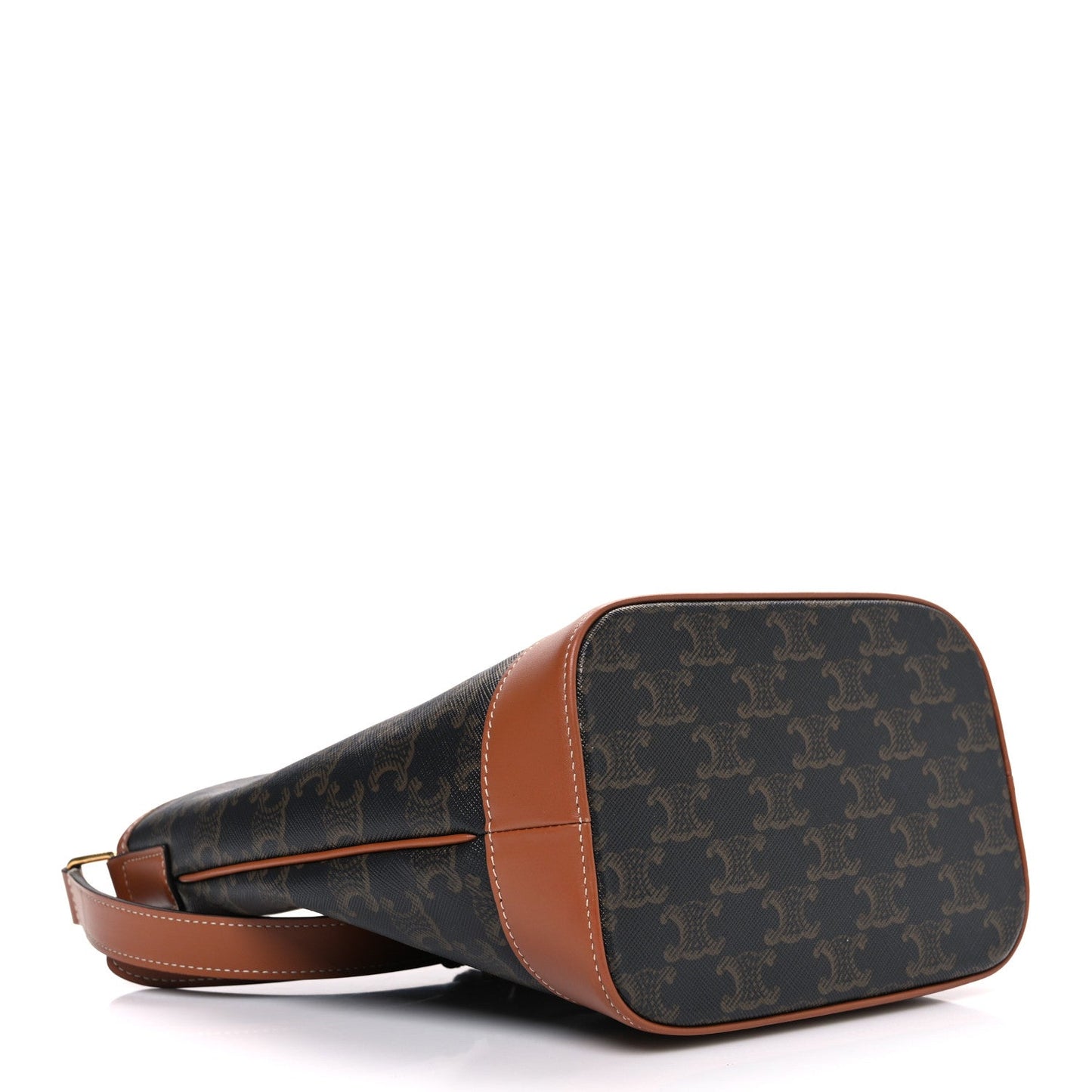 Triomphe Canvas Calfskin Small Bucket Bag Tan