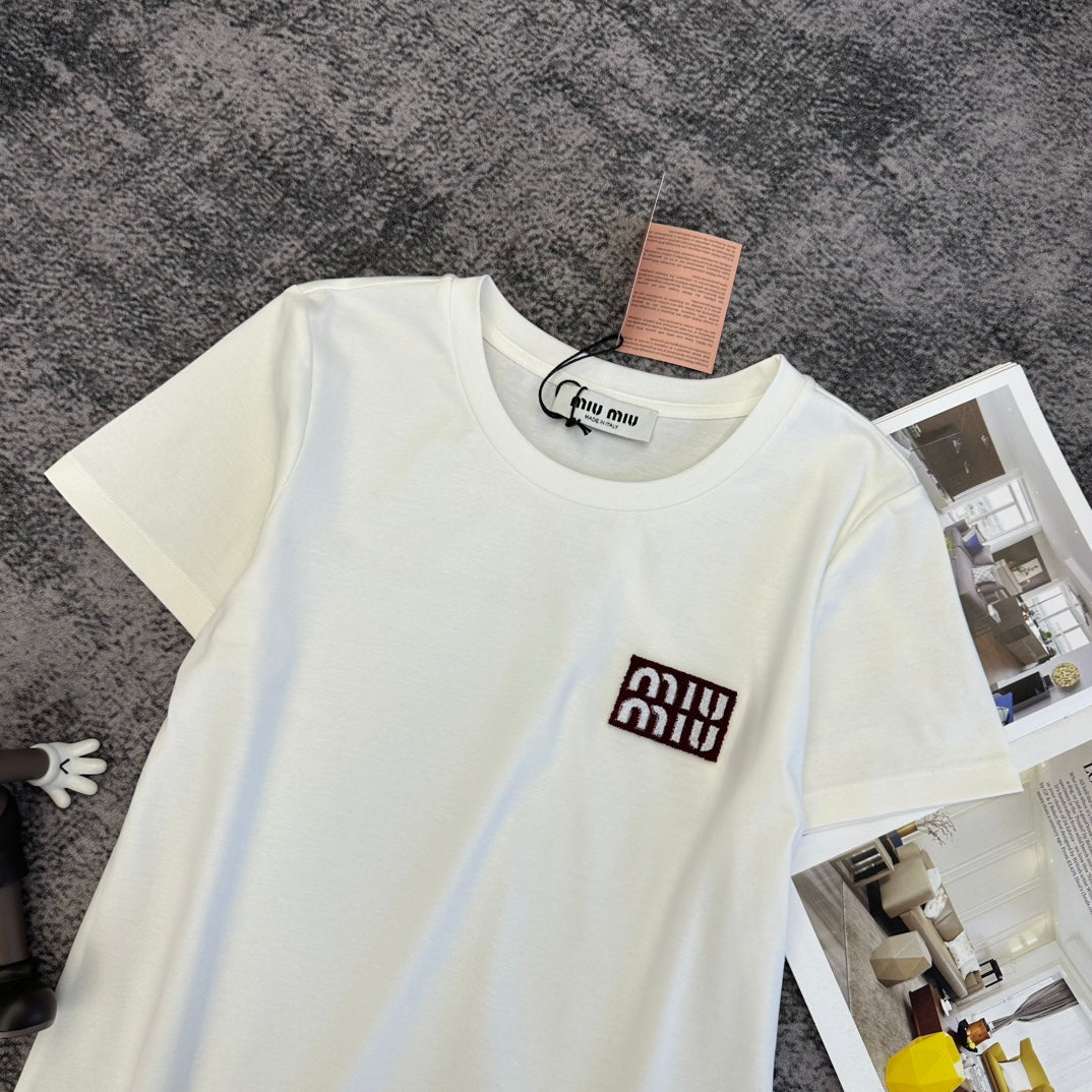 Miu SS26 Short-Sleeve T-Shirt Cotton 350883