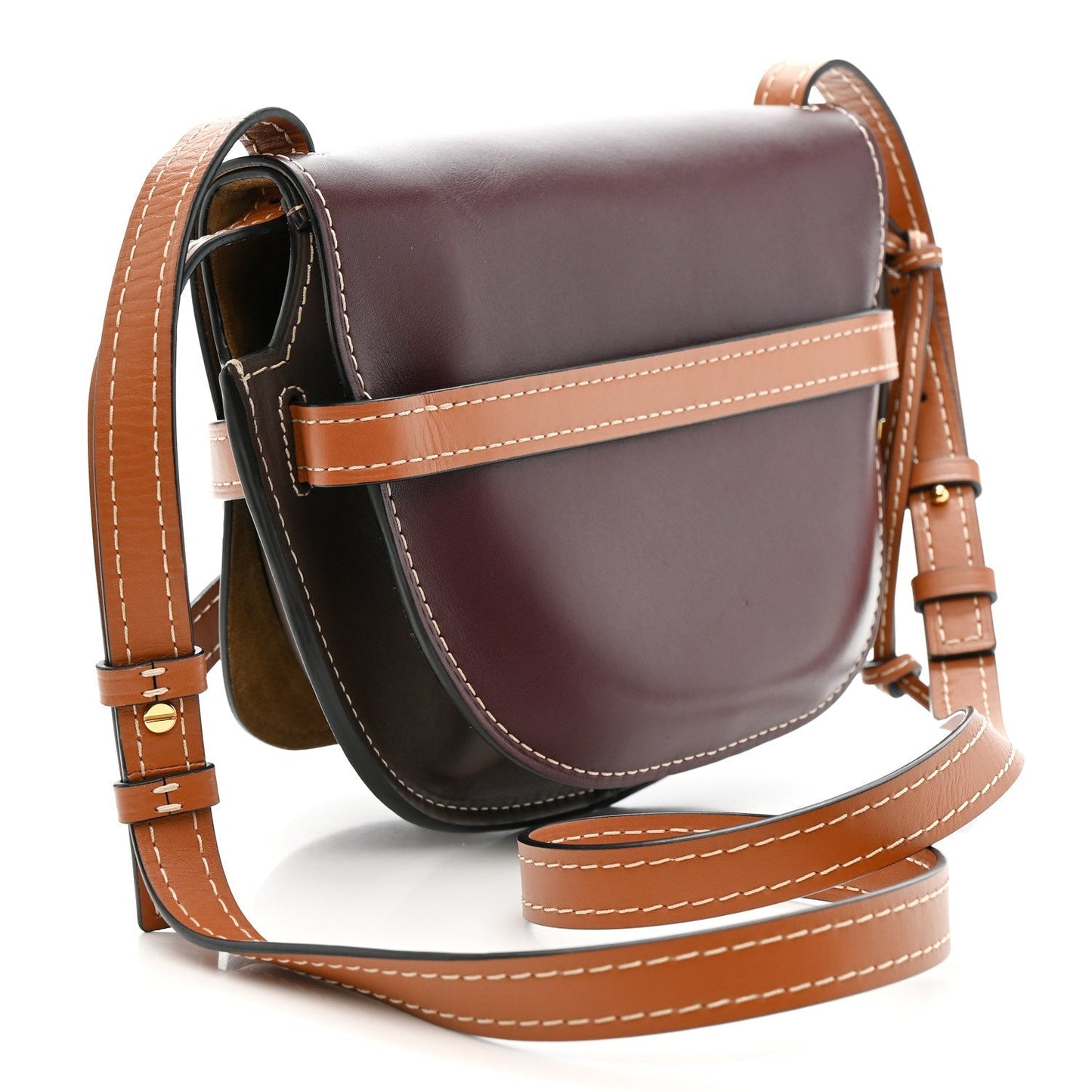 Calfskin Small Gate Crossbody Bag Oxblood Tan Taupe