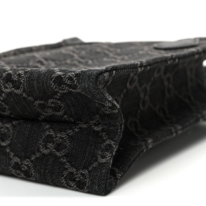 Denim GG Monogram Calfskin Mini Ophidia Tote Bag Black