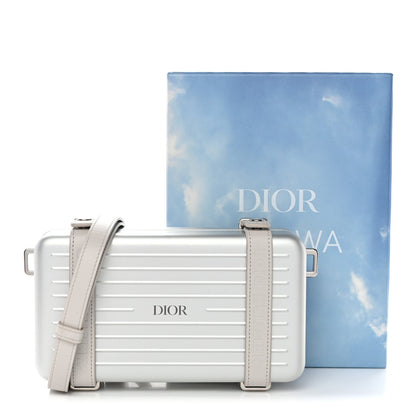 X RIMOWA Aluminum Personal Clutch On Strap Silver