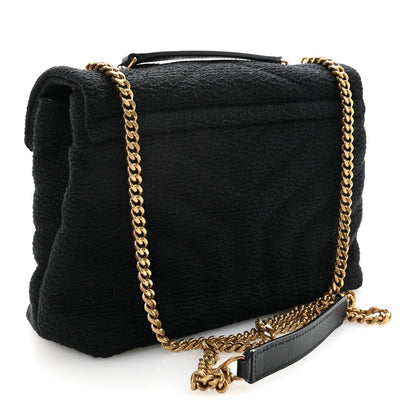 Canvas Y Quilted Monogram Small Loulou Chain Satchel Black