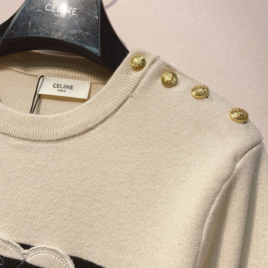 Celine 25 Knitted T-shirt White Wool 293418