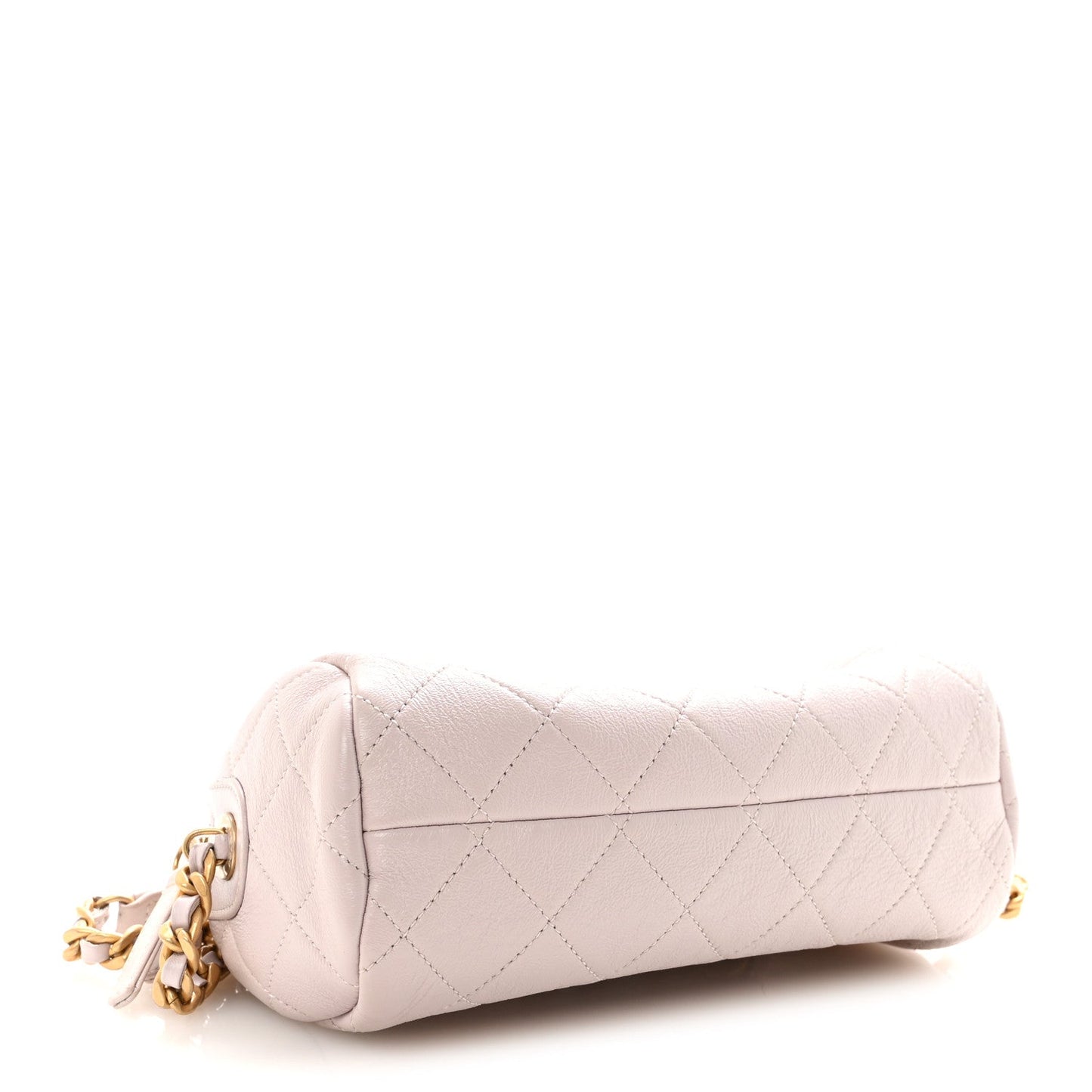 Shiny Lambskin Quilted Small Fashion Therapy Bowling Bag Lilac