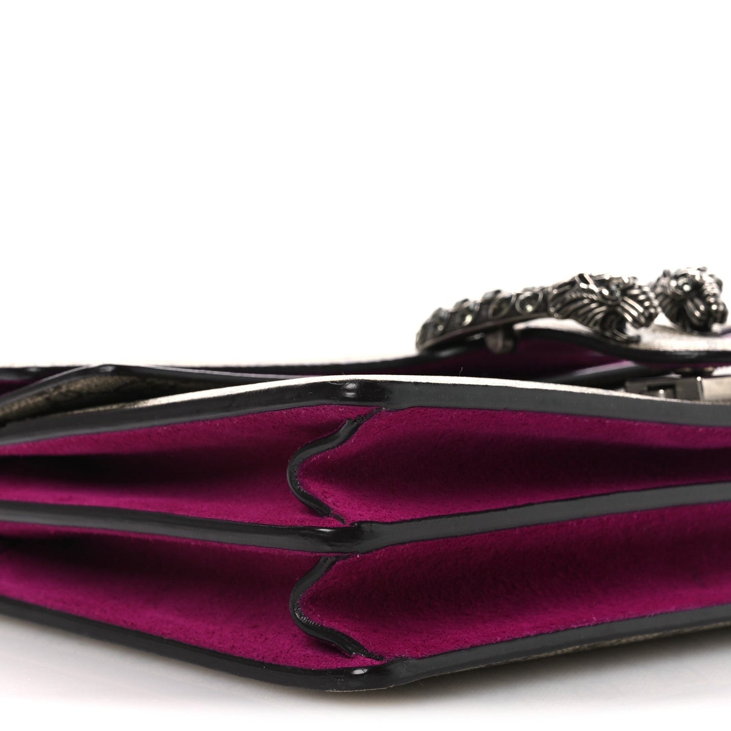 GG Supreme Monogram Suede Crystal Small Dionysus Shoulder Bag Beige Ebony Bright Purple
