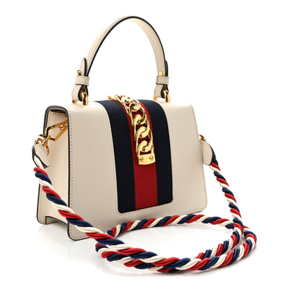 Calfskin Mini Sylvie Top Handle Bag White