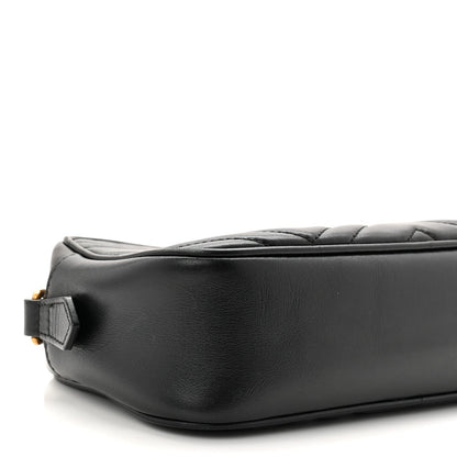 Calfskin Matelasse Small GG Marmont Chain Shoulder Bag Black