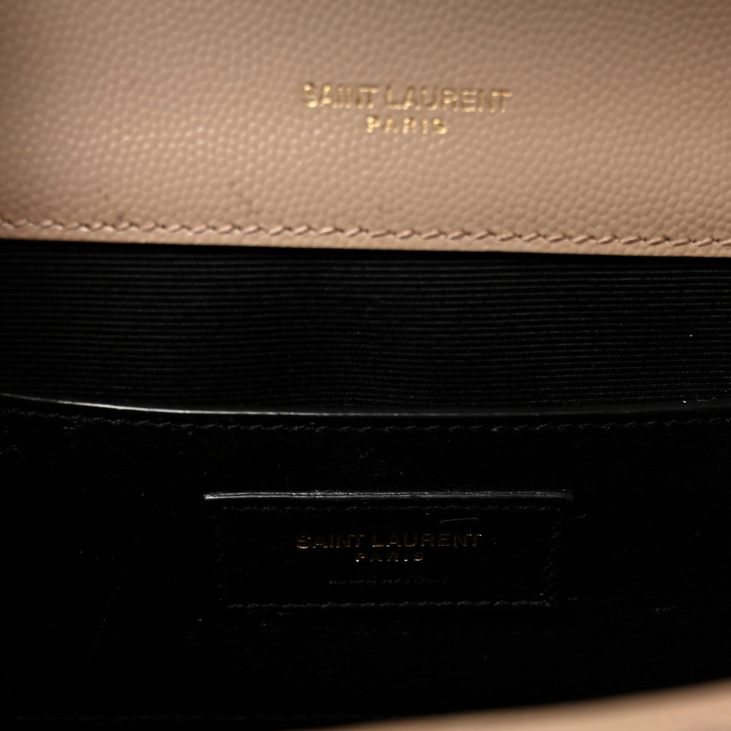 Grain De Poudre Textured Mixed Matelasse Triquilt Small Monogram Satchel Dark Beige