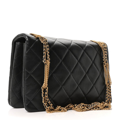 Lambskin Quilted On And On Medium Chain Flap Black