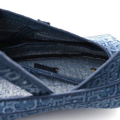Oblique Embroidered Saddle Bag Denim Blue