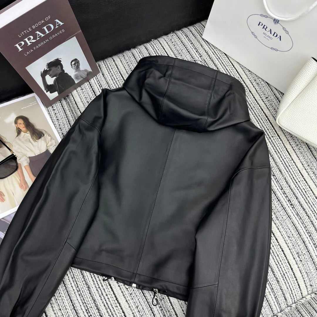 PRADA 25S SHEARLING HOODED JACKET 336