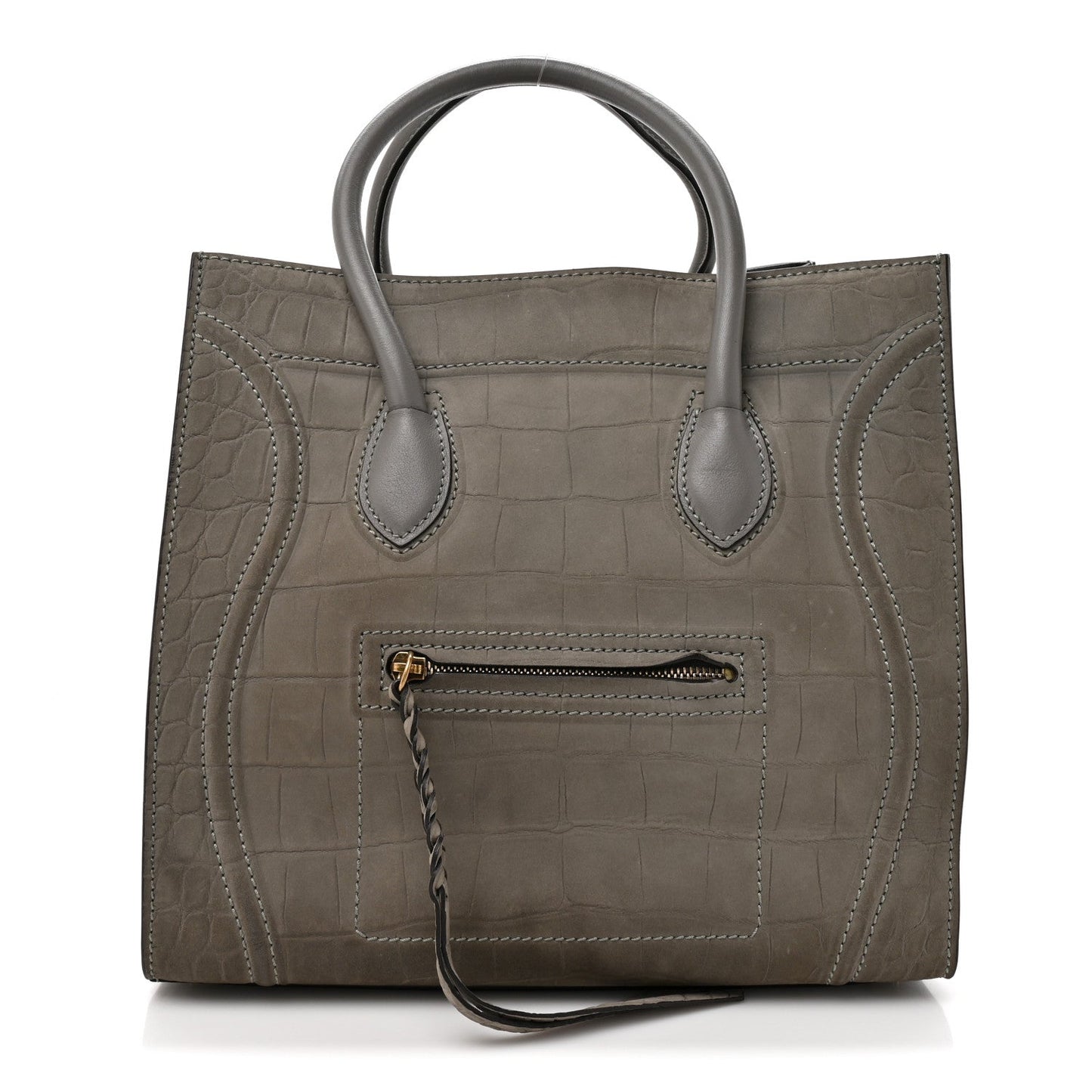 Crocodile Embossed Nubuck Medium Phantom Luggage Grey