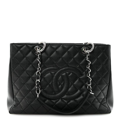 Caviar Quilted Grand Shopping Tote GST Black