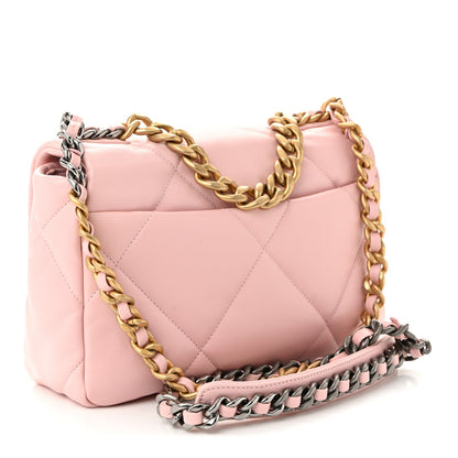 Lambskin Quilted Medium Chanel 19 Flap Light Pink