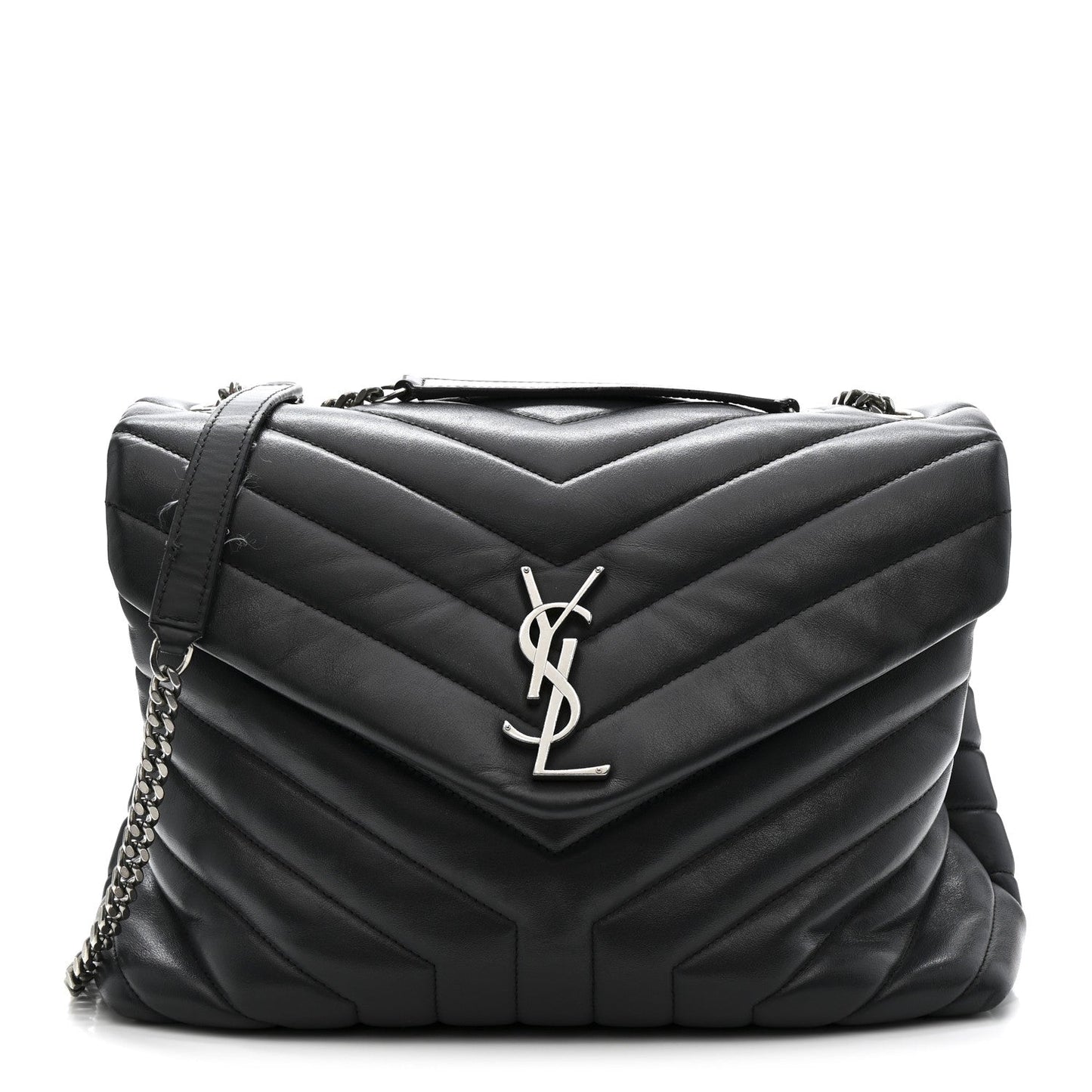 Calfskin Y Quilted Monogram Medium Loulou Chain Satchel Storm
