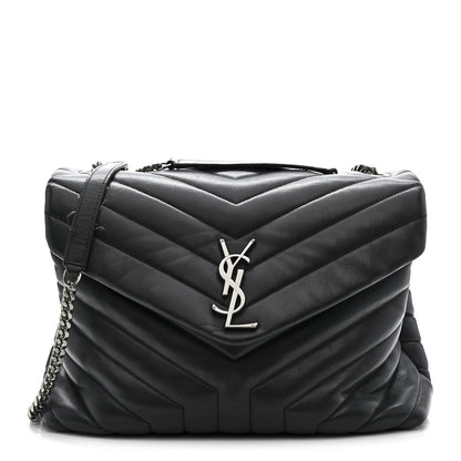 Calfskin Y Quilted Monogram Medium Loulou Chain Satchel Storm