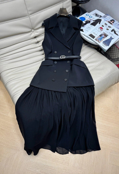 DIOR 25S TWO-PIECE V-NECK BLAZER DRESS 472