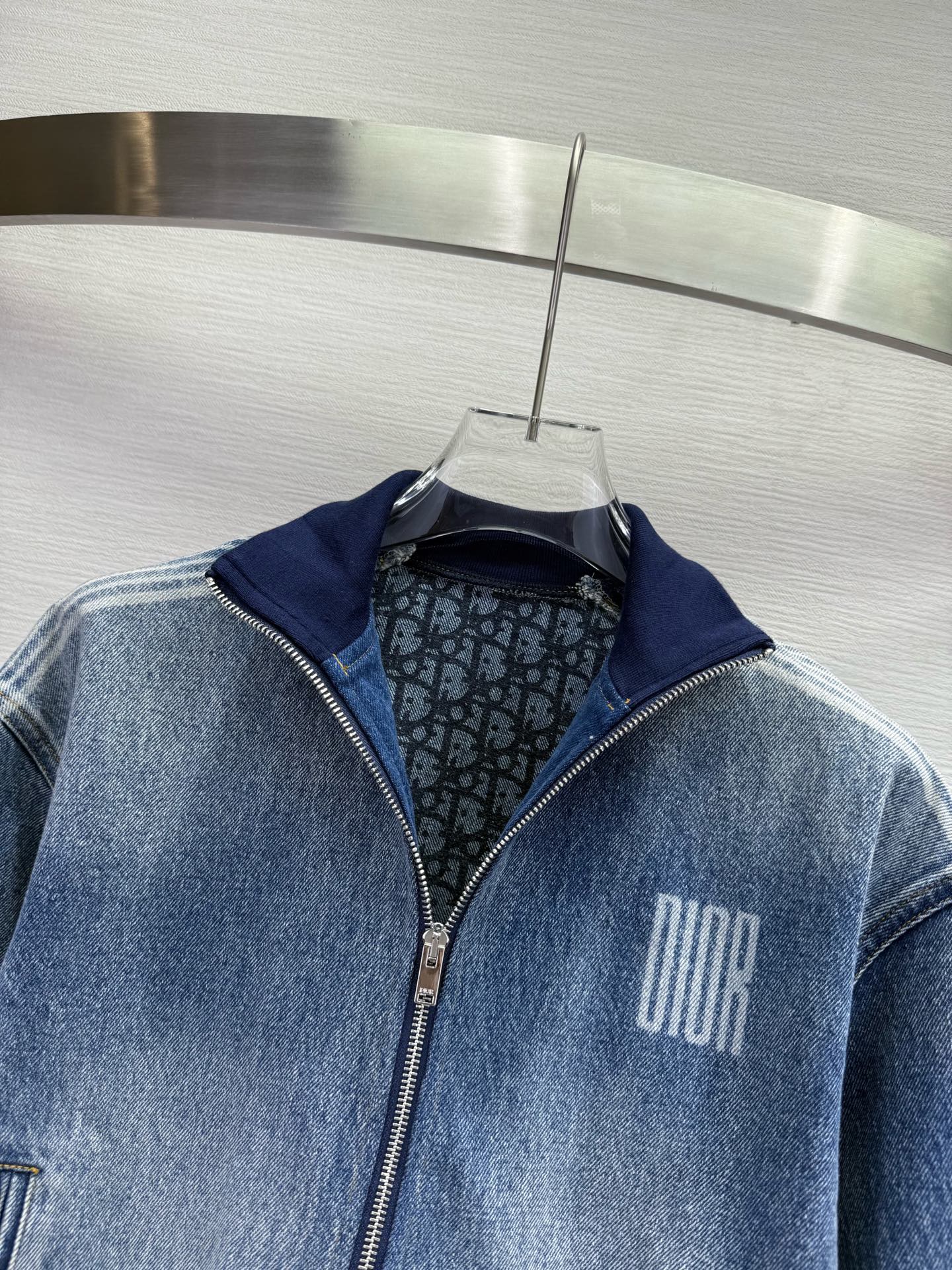 CD 25SS Laser Printed Stripe Pattern Denim Jacket Blue Cotton 306512