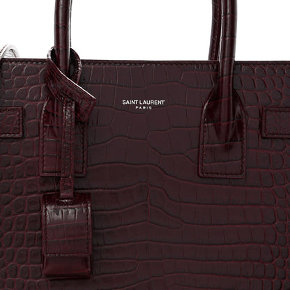 Calfskin Crocodile Embossed Baby Sac De Jour Bordeaux
