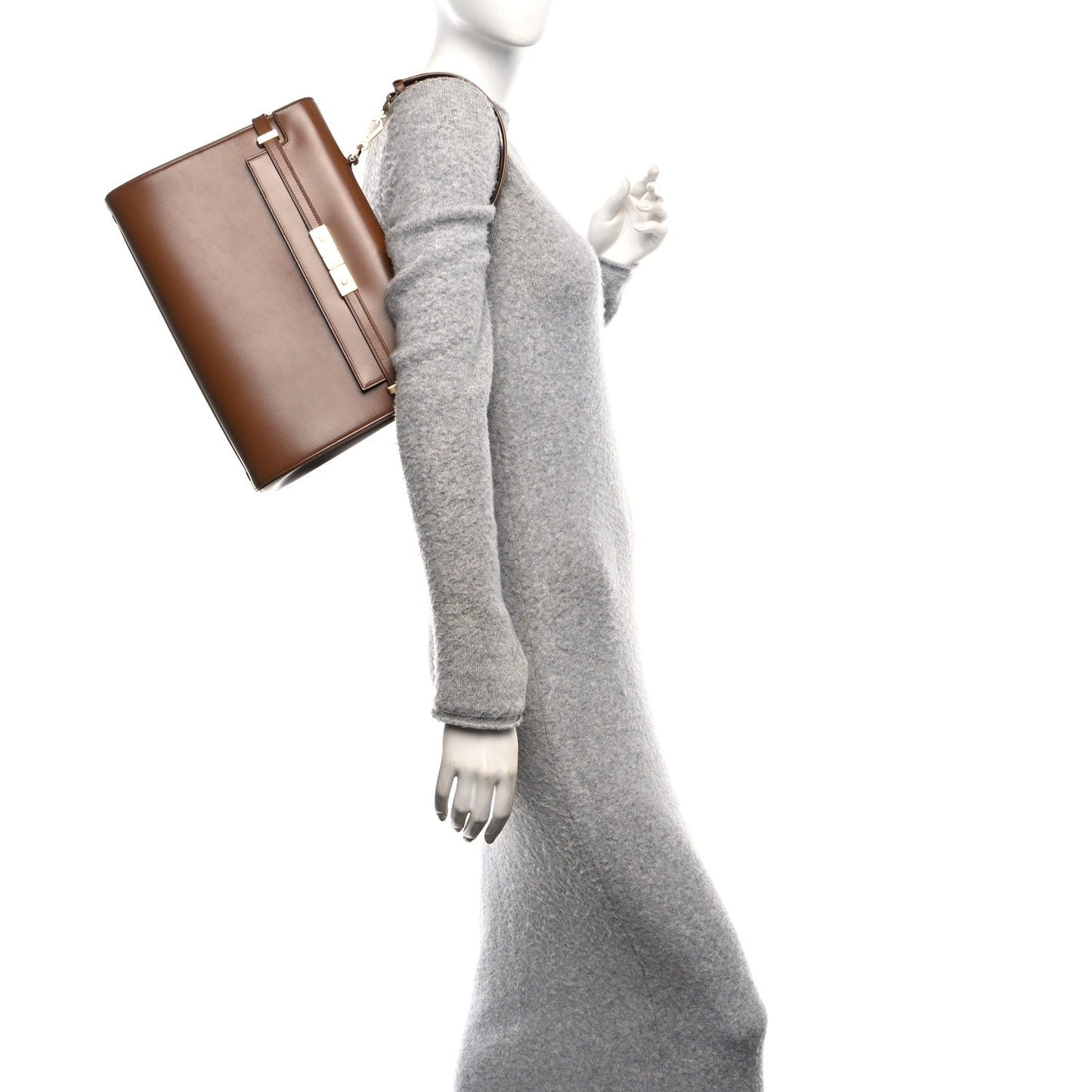 Smooth Calfskin Manhattan Top Handle Brown
