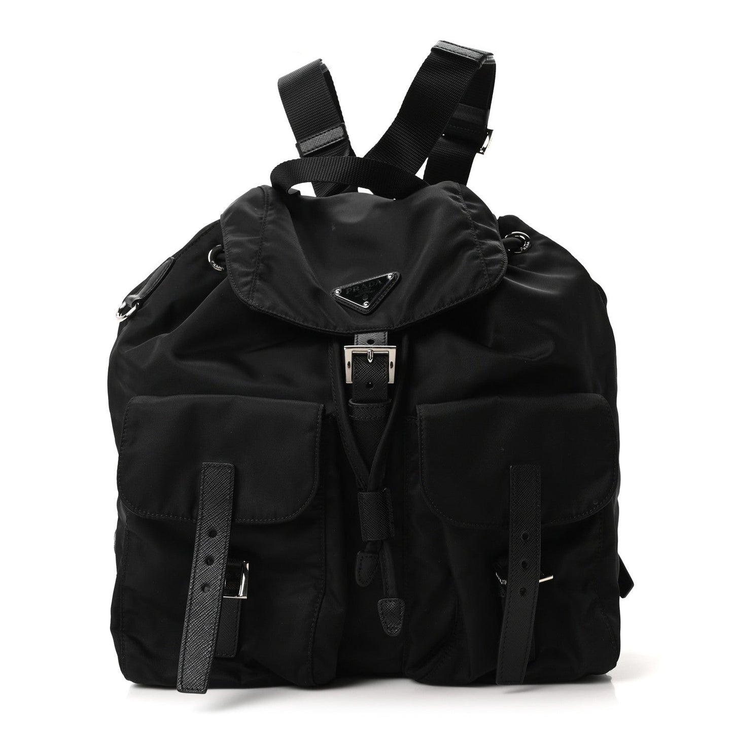 Tessuto Nylon Saffiano Medium Backpack Black