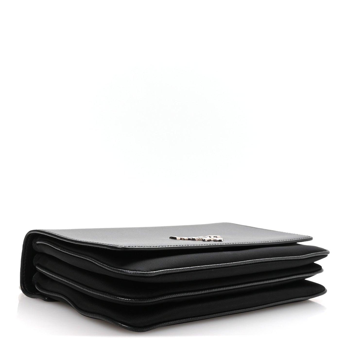 Saffiano Tessuto Nylon Chain Shoulder Bag Black